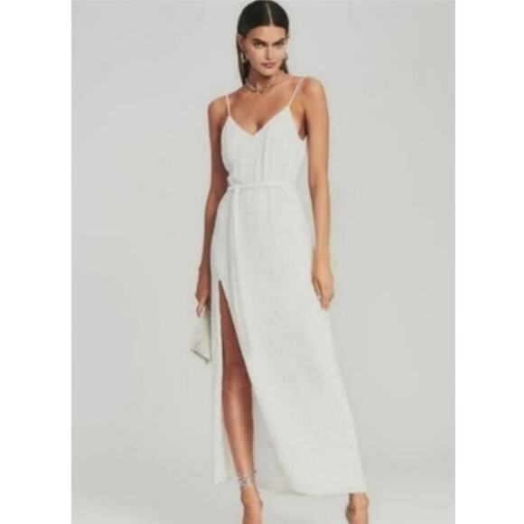 Retrofete Rebecca Sequin Maxi Dress in White Size Medium NWT Sleeveless - Picture 1 of 13
